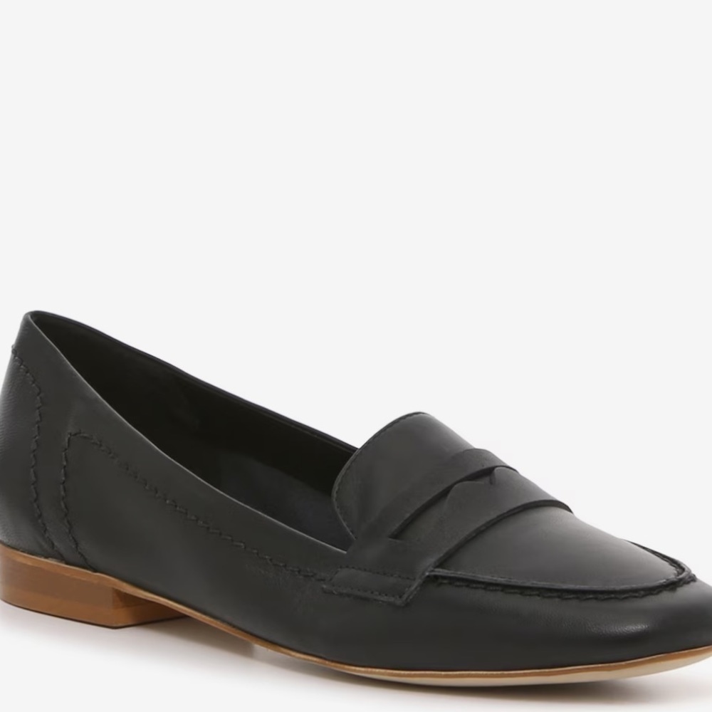 Coach and Four Black Leather Penny Loafers with Tan Outsole